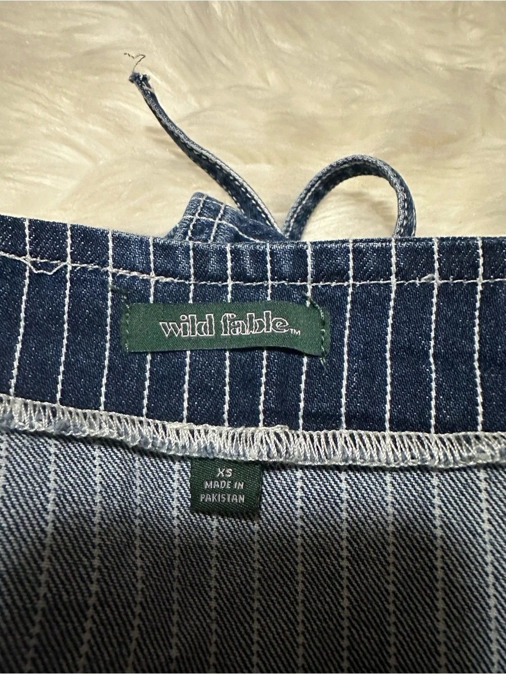 wild fable Blue and White Pinstripe Wrap Halter Top - Picture 3 of 3